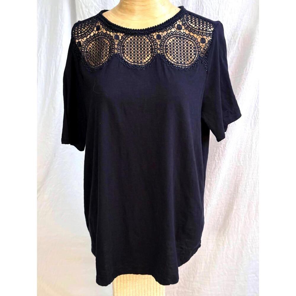 LOFT darkest blue poly top
